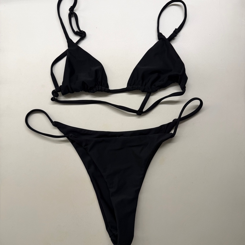Ark Swimwear Black String Bikini Set (Top S & Bottoms M)
